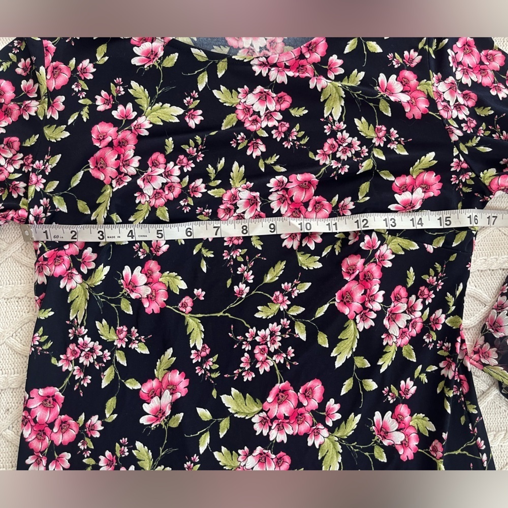 Chelsea Taylor Floral Bell Sleeve Mid Length Dress Women’s Size 8 - Picture 14 of 16
